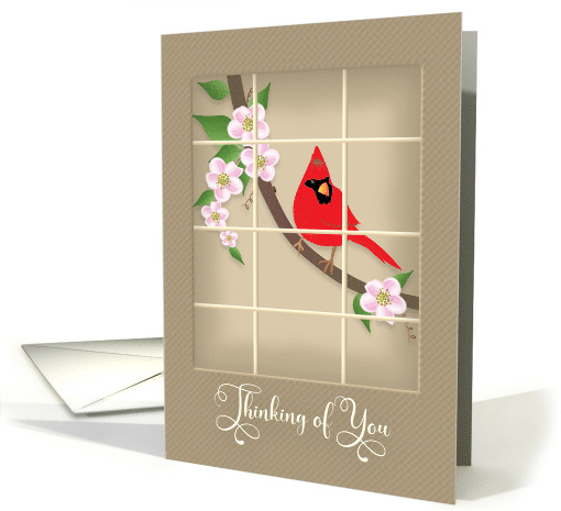 Thinking of You, Red Cardinal on Apple Blossom Branch,... (1602602)