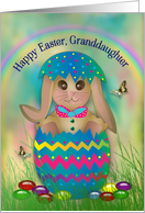 Easter, Granddaughter, Bunny Sitting in Colorful Broken Egg Shell card