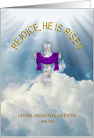 Easter, He is Risen, Cross/Purple Royal Drape, Religious, Christian card