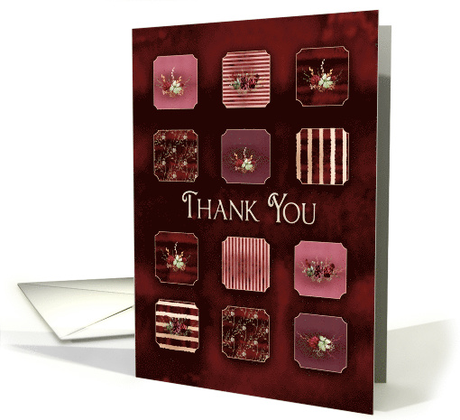 Thank You, Burgandy with Florals, Blank Inside card (1605706)