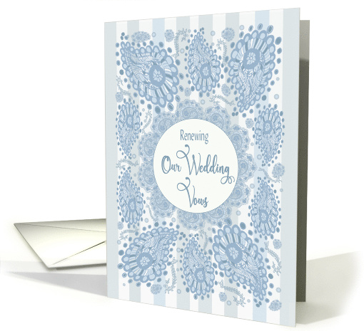 Renewal of Wedding Vows, Invitation, Paisley Print in Blue Hues card