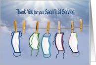 Thank You for Your Service, COVID-19, Clothesline of Decorative Masks card