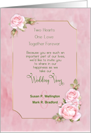 Wedding Invitation, Together Forever, Name Insert, Elegant Pink Roses card