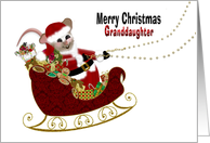 Santa Mouse Christmas, Granddaughter, Fat Mouse on Sleigh with Toys card