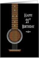 Birthday, 21st, Black Acoustic Guitar card