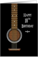 Birthday,18th, Black Acoustic Guitar card