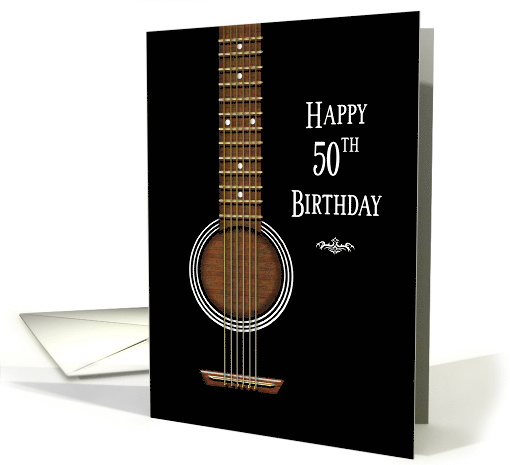 Birthday,50th, Black Acoustic Guitar card (1613734)