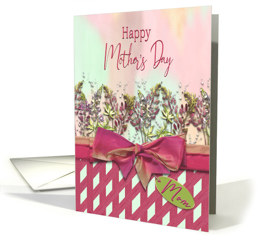 Mother's Day, Mom, Wildflowers with Large Faux Ribbon and Bow card