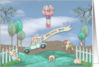 Easter, Niece, Busy and Funny Bunny Rabbits Having Fun card