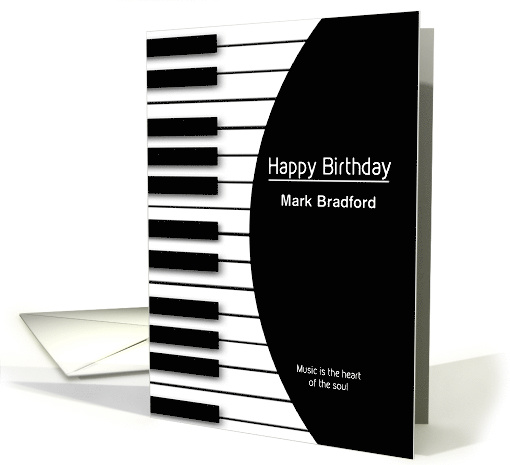 Birthday,Name Insert, Music Keyboard, Black and White, card (1620568)