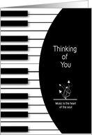 Thinking of You, Music Keyboard, Black and White, card