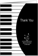 Thank You, Music Keyboard, Black and White, card