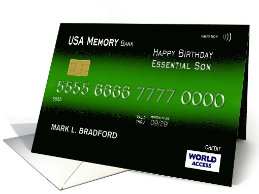 Birthday, Essential Son, Credit Card, Custom Name on Front card