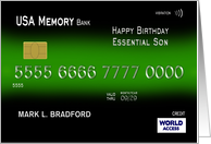 Birthday, Essential Son, Credit Card, Custom Name on Front card