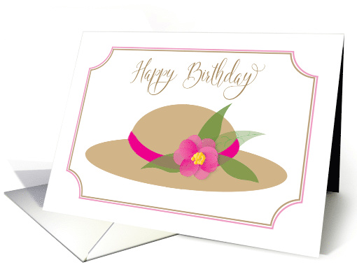 Birthday, Vintage Graphic Hat, Pink Ribbon and Flower card (1626066)
