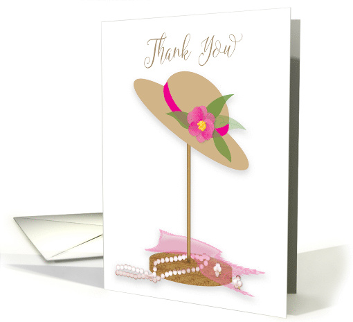 Thank You, Vintage Graphic Hat, Pink Flower, Hat Stand card (1626260)