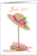 Thank You, Vintage Graphic Hat, Pink Flower, Hat Stand card