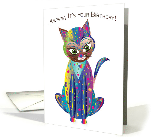 Fun Birthday Wishes from Abstract Cat with Kaleidoscope... (1626914)