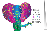 Birthday from Elephant in a kaleidoscope like Design card