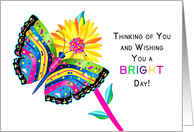Thinking of You in a kaleidoscope like Colorful Design with Flower card