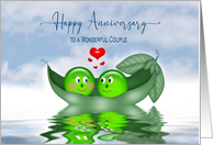 Anniversary, Couple, Two Peas in a Pod in Love Floating on Water card