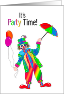 Party Invitation, Colorful Happy Clown in Kaleidoscope Collection card