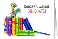 Congratulations Graduate, Bookworm & Books in Kaleidoscope Collection card