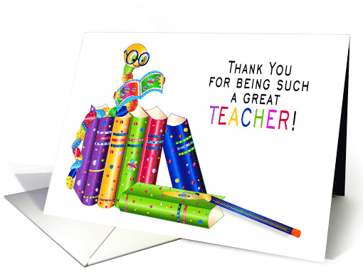 Thank You Teacher, Bookworm & Books in Kaleidoscope Collection card