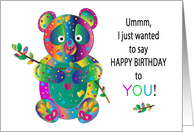 Happy Birthday Says a Little Panda Bear in Kaleidoscope Collection card