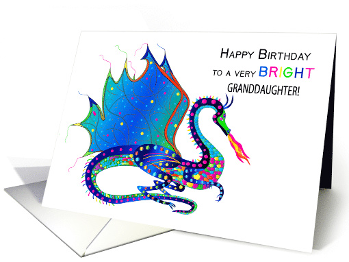 Happy Birthday Granddaughter Colorful Dragon Kaleidoscope... (1629510)
