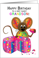 Happy Birthday, Grandson Says a Mouse in Kaleidoscope Collection card