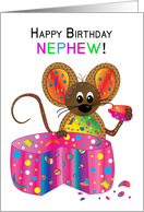 Happy Birthday, Nephew Says a Mouse in Kaleidoscope Collection card