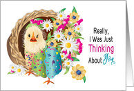 Thinking of You, Small Chick & Flowers in Kaleidoscope Collection card