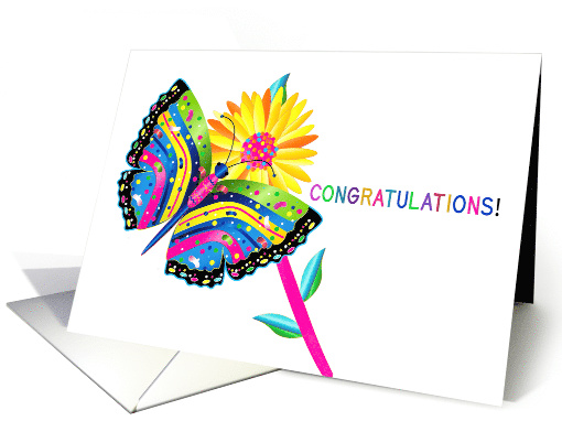Congratulations, Butterfly and Daisy in Kaleidoscope Collection card