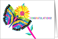 Congratulations, Butterfly and Daisy in Kaleidoscope Collection card