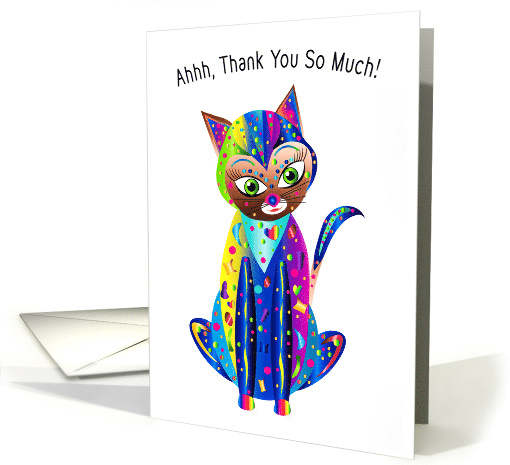 Thank You, Calico Cat in Colorful Kaleidoscope Collection card