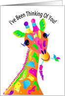 Thinking of You, Colorful Giraffe in Kaleidoscope Collection card