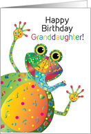 Birthday, Granddaughter, Colorful Happy Frog, Kaleidoscope Collection card