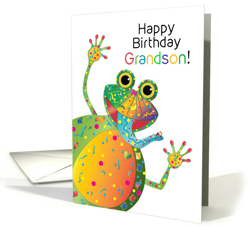 Birthday, Grandson, Colorful and Happy Frog in... (1629832)