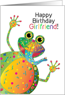 Birthday, Girlfriend, Colorful Happy Frog in Kaleidoscope Collection card
