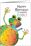 Birthday, Someone Cool, Colorful Happy Frog in Kaleidoscope Collection card