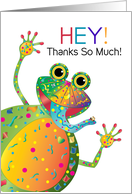 Thank You, Funny & Colorful Happy Frog in Kaleidoscope Collection card