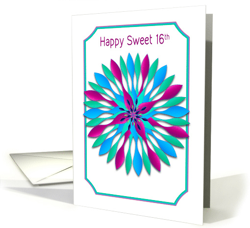 Birthday, Sweet 16th, Colorful Spinner-like Motif Design card