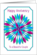 Happy Anniversary, Couple, Colorful Spinner-like Motif Design card