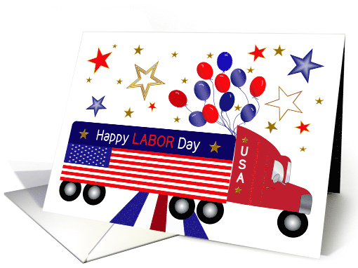 Labor Day, Festive USA Patriotic Decorated Semi Truck... (1631542)