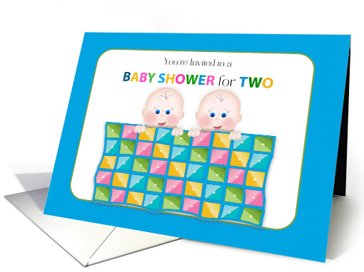 Baby Shower Invitation for Twins, Two Babies and Quilt card (1632736)