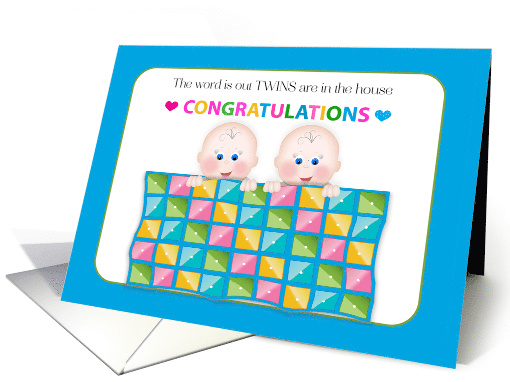 Congratulations for having Twins, Two Babies and Quilt card (1632864)