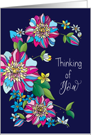 Thinking of You, Flowers, Bright & Bold in Fuchsia, Yellow, and Blues card