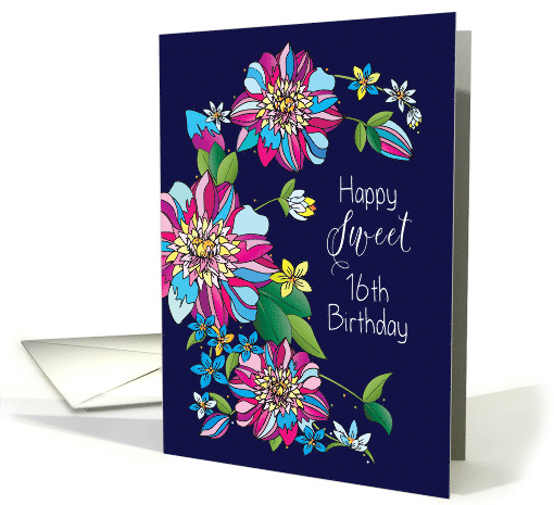 Birthday, 16th, Flowers, Bright & Bold in Fuchsia,... (1635440)