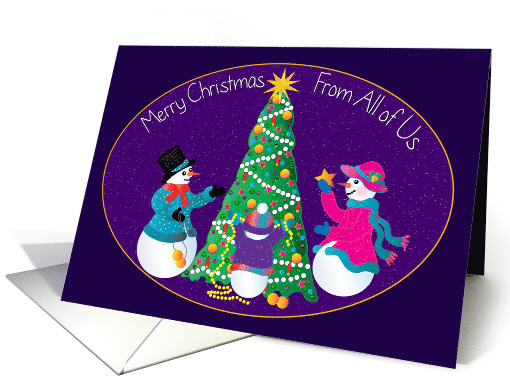 Christmas, From All of Us, Snowman Family Decorating... (1635890)